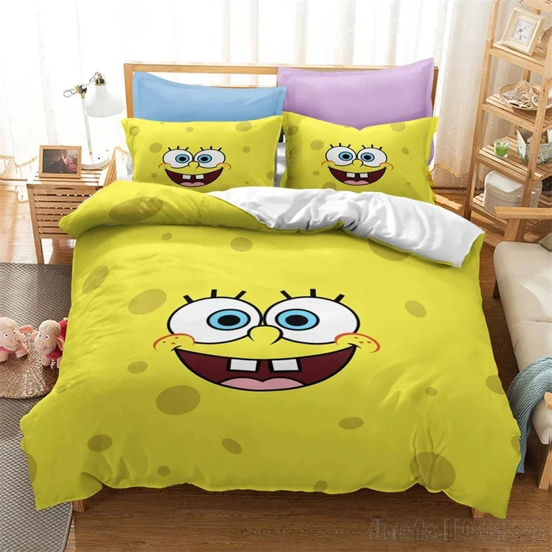 

Hot Sale 3d Spongebobs Love Child Duvet Cover Set HD Comforter Cover Bedclothes for Kids Bedding Sets Bedroom Decor