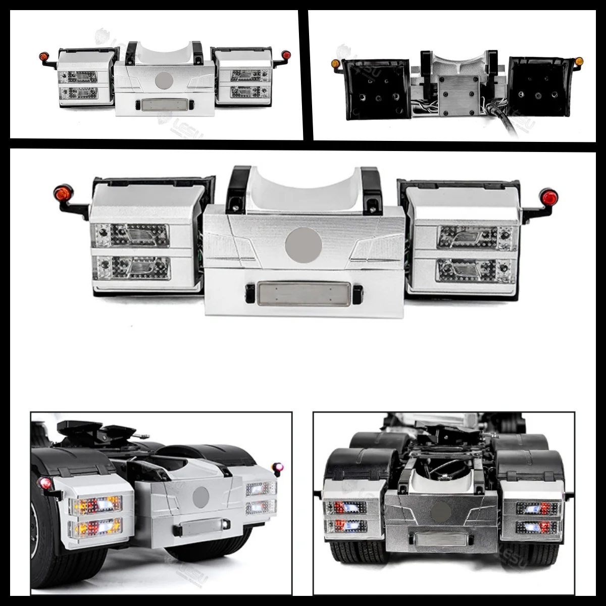 المعادن الخلفية شعاع LED الضوء الخلفي مجموعة ل 1/14 مقياس TAMIYA RC شاحنة جرار R470 R620 770S التحكم عن بعد شاحنة نموذج سيارة لتقوم بها بنفسك جزء #1