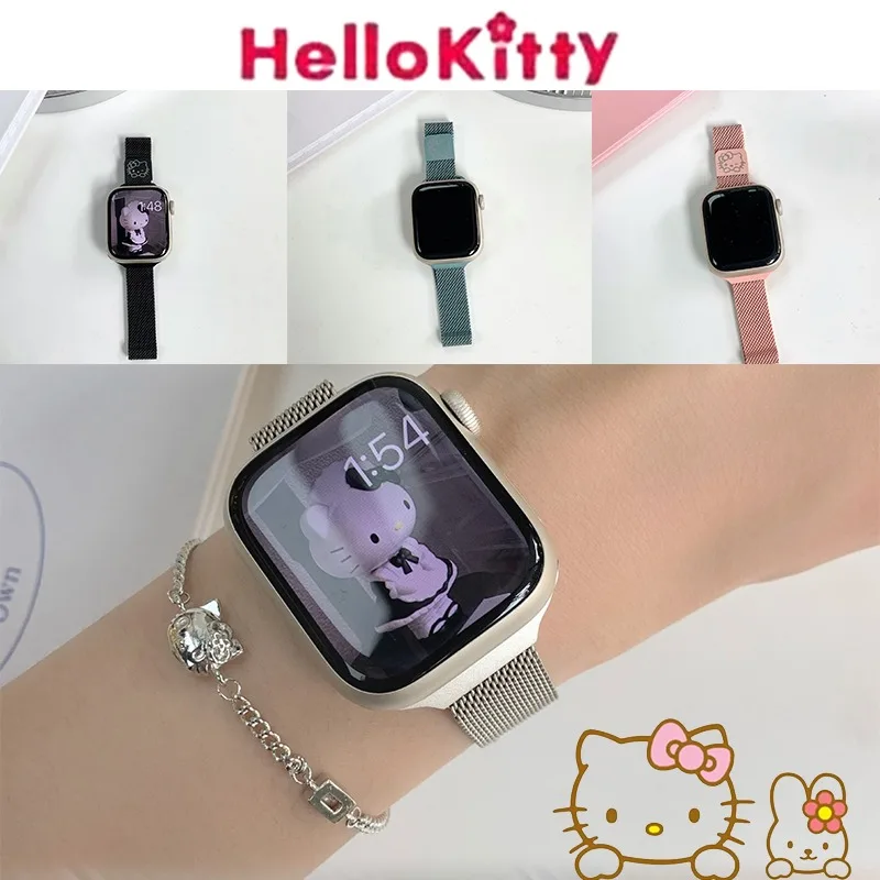 Hello Kitty Cartoon Magnetic Loop Strap for Apple Watch Band 44mm 49mm 40mm 45mm 41mm 42mm 38mm Bracelet IWatch Ultra 8 4 5 6 7