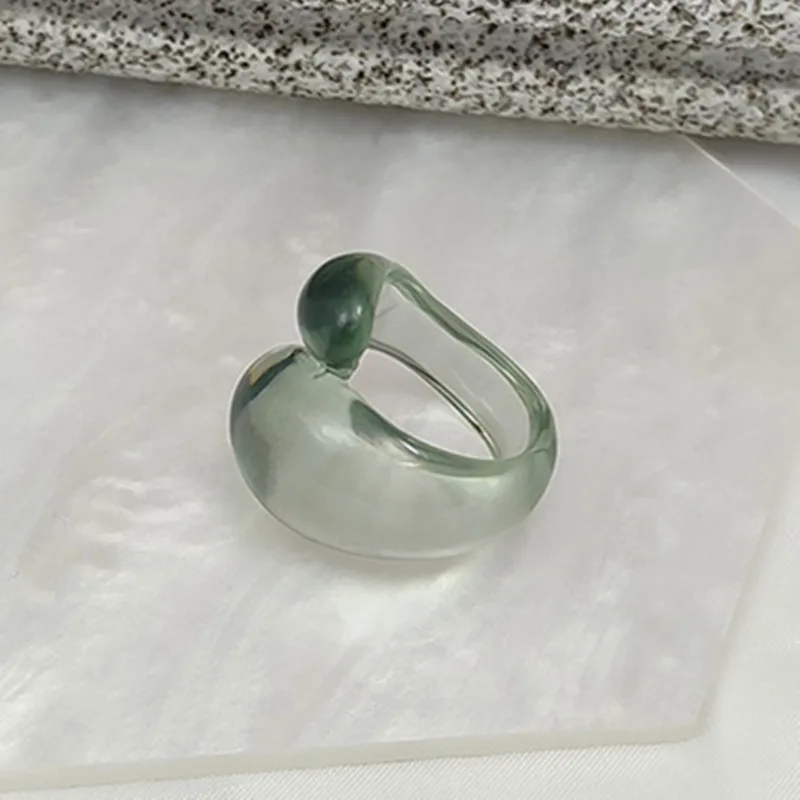 Fashion Clear Serpentine Crystal Drip Ring for Women Interleaved Shaped Index Finger Acrylic Resin Ring R06