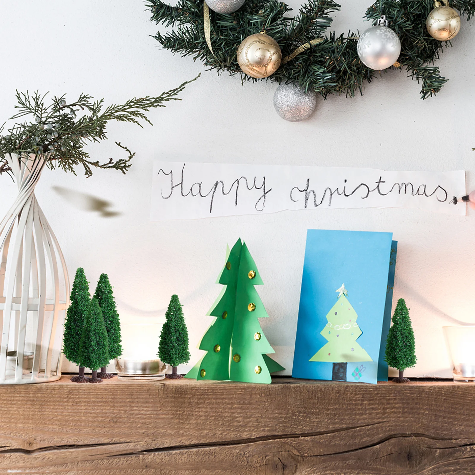 15 pezzi di materiali per albero di Natale, simulazione, scenario, architettura, decorazioni, alberi per il layout del paesaggio del tavolo di sabbia fai da te