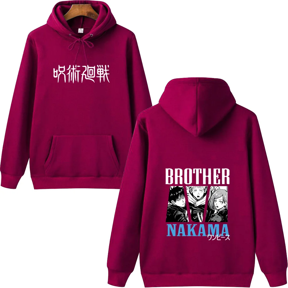 Brother Nakama สองด้านพิมพ์ Hoody ฮาราจูกุชายสไตล์ Hoodies Crewneck Hip Hop Hoody Crewneck หลวม Hoodie ใหม่เสื้อกันหนาว