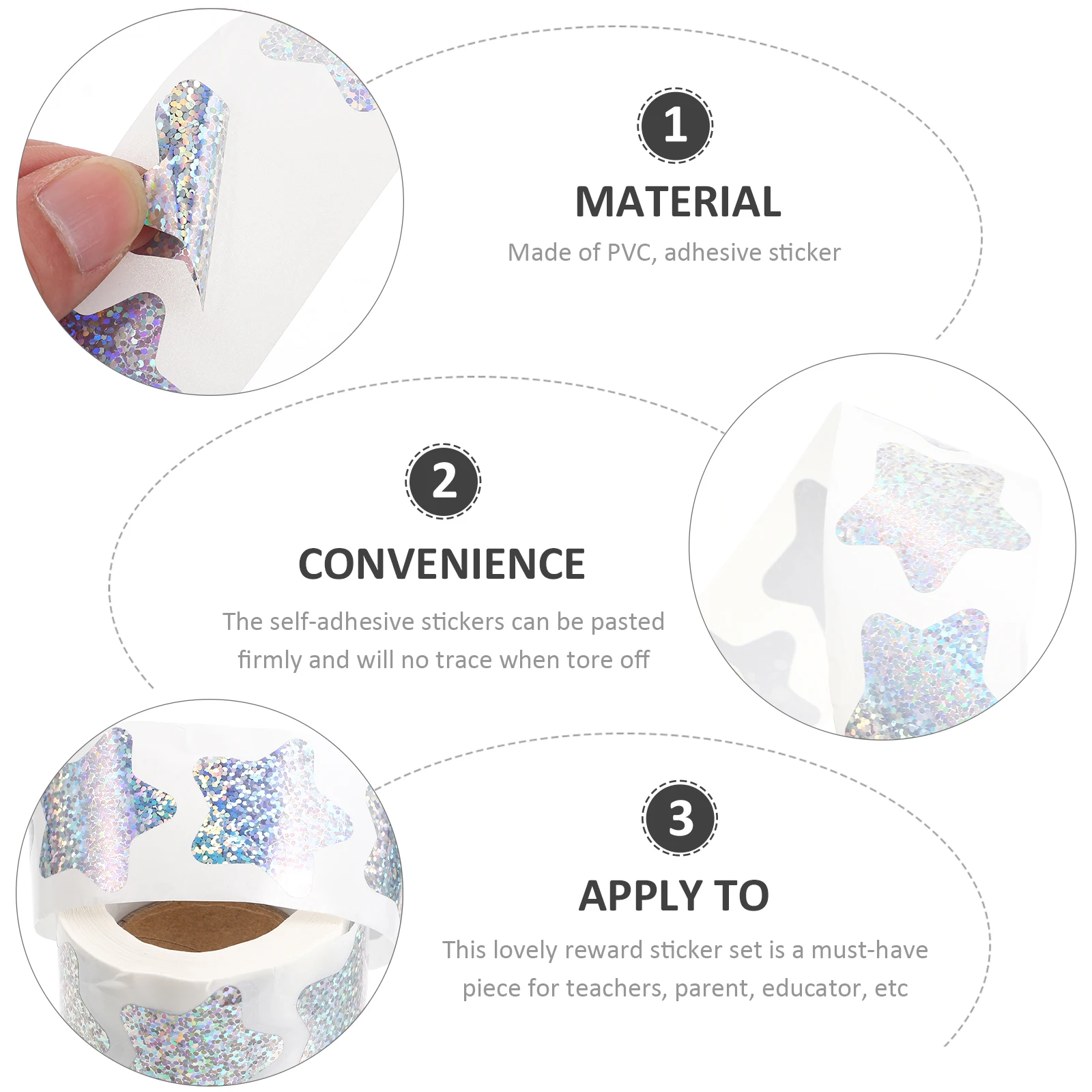 

Scrapbooking Pentagram Sticker Star Gift Bag Stickers for Silver Color Student