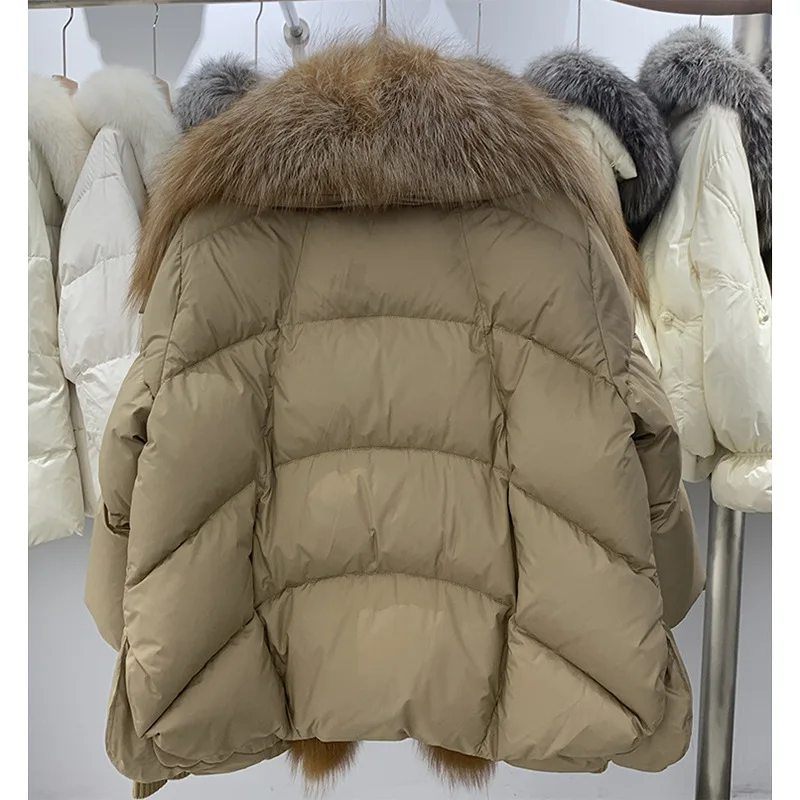 Hot Selling Item Down Jackets Fur Coat Winter 2023 Appear Thin Keep Warm Luxury Natural Fox Fur CollarSimple Style Women Apparel