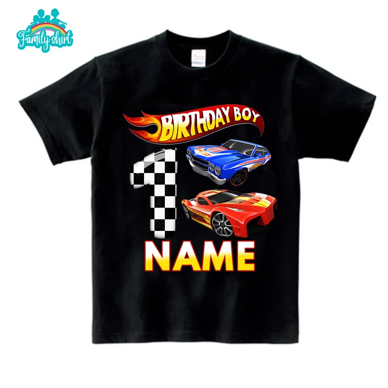 Racing Birthday Shirt 1-7 Year Old 2nd Boys T Shirt Kids Shirts for Children Party 2022 Summer Custom Name Toddler Baby T Shirts