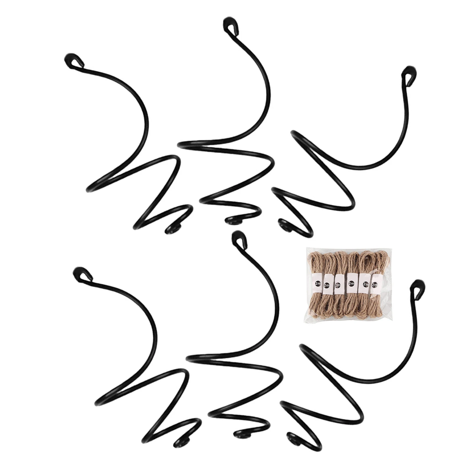 

6 Set Plant Holder Hanging Basket Iron Small Spiral Air Plant Holder Display Decorative Indoor Office Desktop Stand