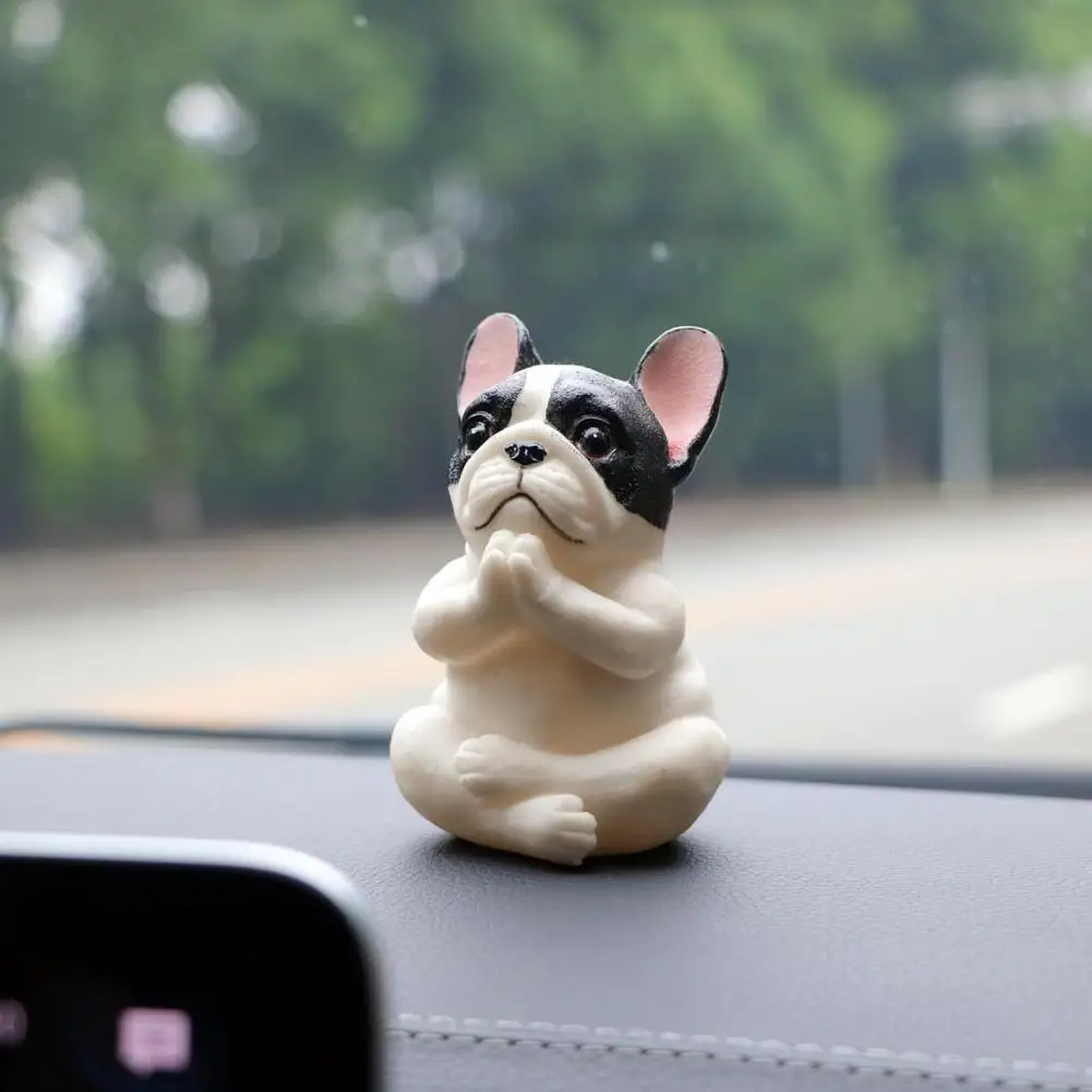 Bulldog Sculpture Resin Dog Figurine Sitting Pug Puppy Yoga Meditation Dog Ornaments Sculptures for Indoor Outdoor Garden Home