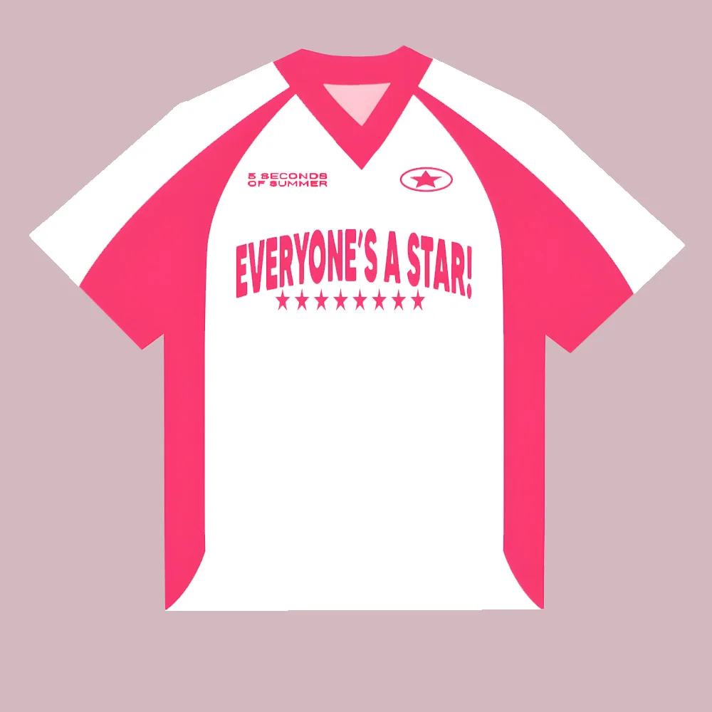 Camiseta de jersey 5 Seconds of Summer 5SOS EVERYONE'S A STAR! Camiseta unisex con cuello en V, camisetas unisex para mujer, ropa de calle Y2K
