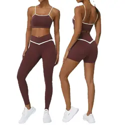 Women's 2024 New INS Network Red Same  Hip Lift Body-Tight Sports  Fitness One-Piece Yoga 2 Pieces Set