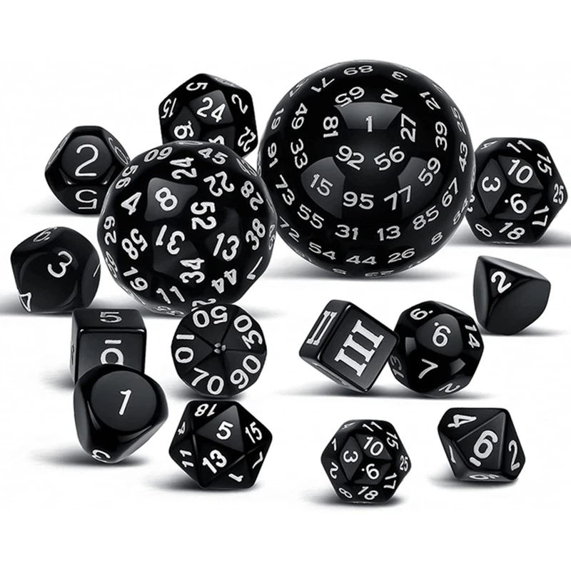 Polyhedral Dice Set, Multi Sided Digital Number Dice, DND, RPG, Role Playing, Party, Table Board Game, D3-D100, 15Pcs Set