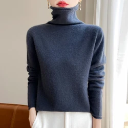 ZYCZCXX Autumn and Winter Turtleneck Sweater Women 100% Merino Wool Sweater Basic Knit Top 2024 New Women's Thermal Pullover