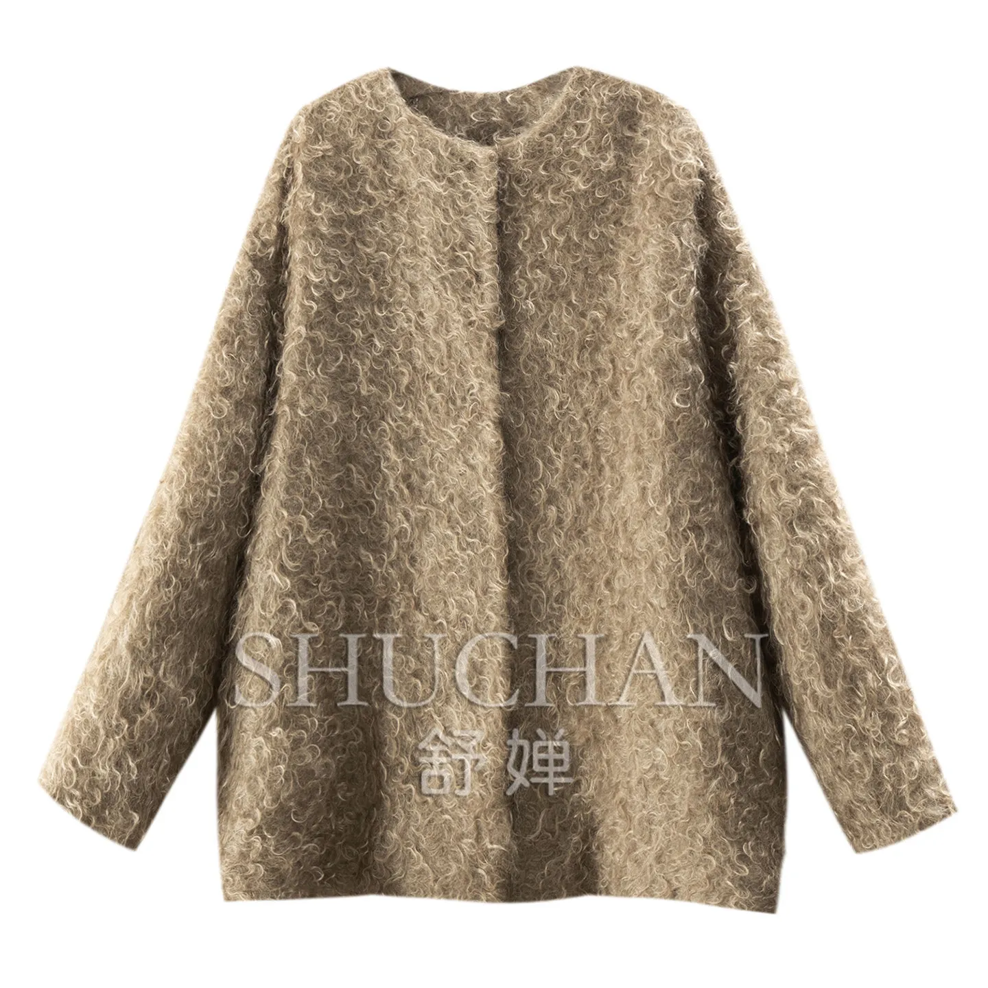 Fashion Coat Winter 2026 New French Luxury 9% Wool 64% Mohair Circle Curly Coat Coat Women E306 Casaco Feminino
