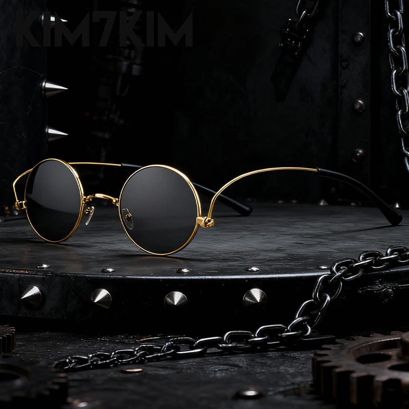 

Y2K Punk Round Sunglasses Men 2025 Luxury Brand Steampunk Metal Frame Sun Glasses For Male Vintage Driving Eyewear UV400 Shades