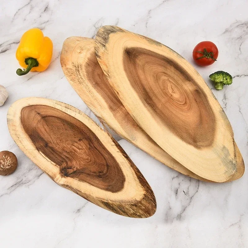 Acacia Wood Cutting Board,Irregular Rustic Wooden Charcuterie Boards,Kitchen Countertop Chopping Block for Meat Vegetables Fruit