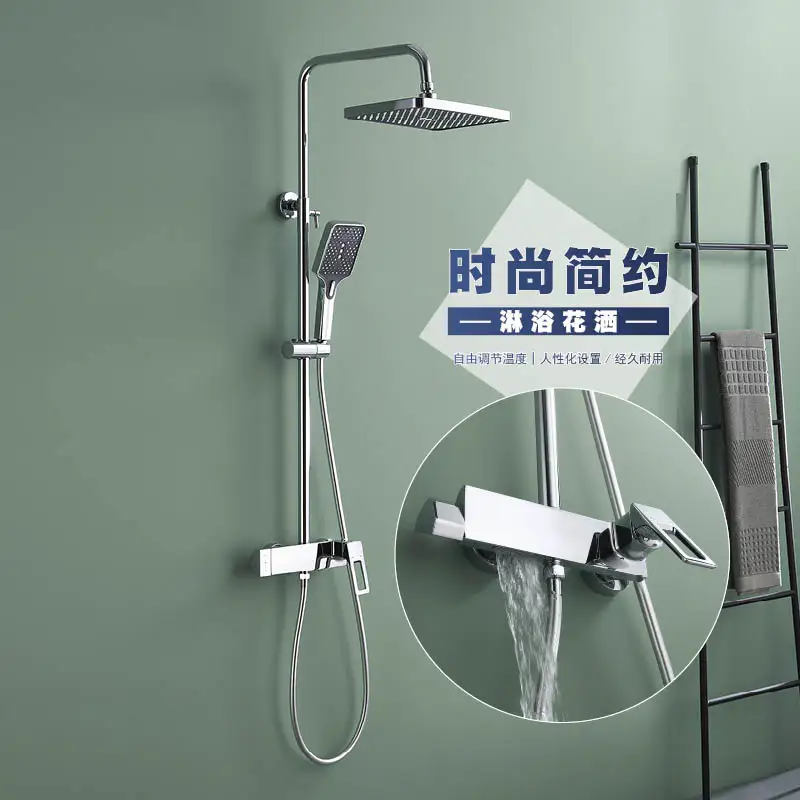 Bathroom Rain Shower System with Handheld Shower Modern 3 Function Shower Faucet Set Bathroom Rain Shower Mixer Combo Set Chrome
