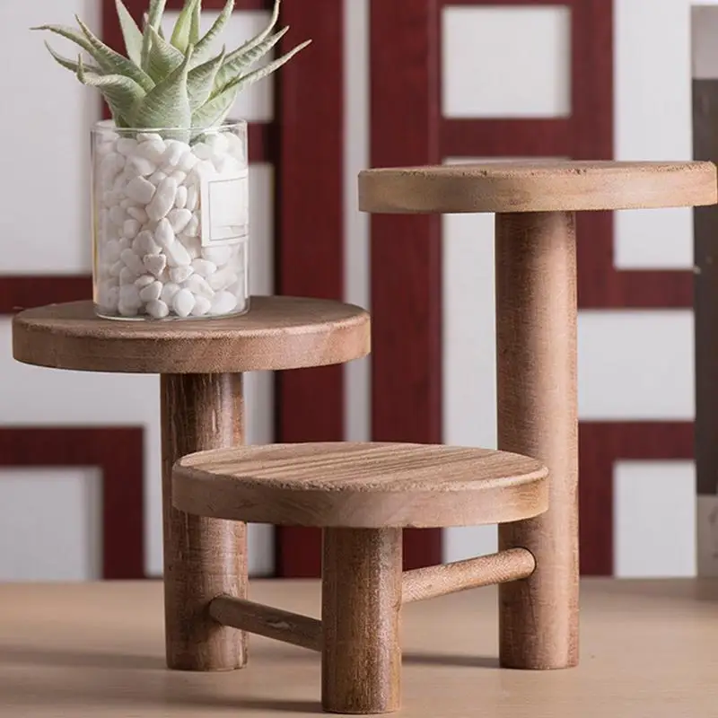 Plant Holders 3 Tiered Wooden Plant Pot Stand Round Multi-Tier Planter Pot Holder Flower Stand Wood Plant Shelf Corner Display