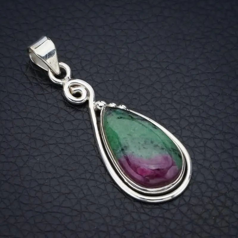 

Hesy® Natural Ruby Zoisite Handmade 925 Sterling Silver Pendant 1.75" F4641