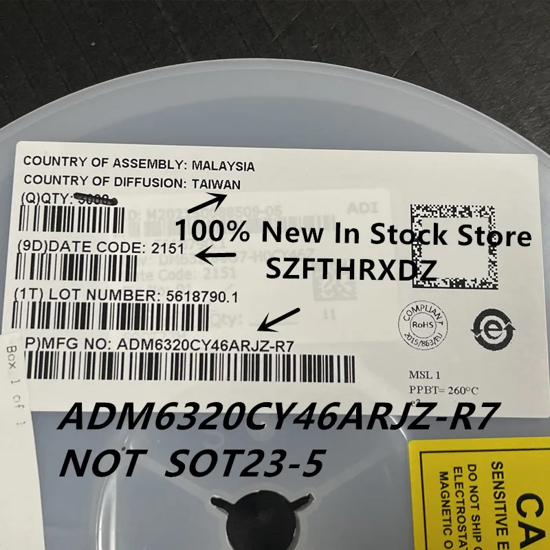 100% NEW ORIGINAL ADM6320CY46ARJZ-R7 SOT23-5 N0T SOT-23-5 NOT Supervisory Circuits with Watchdog and Manual Reset in 5-Lead