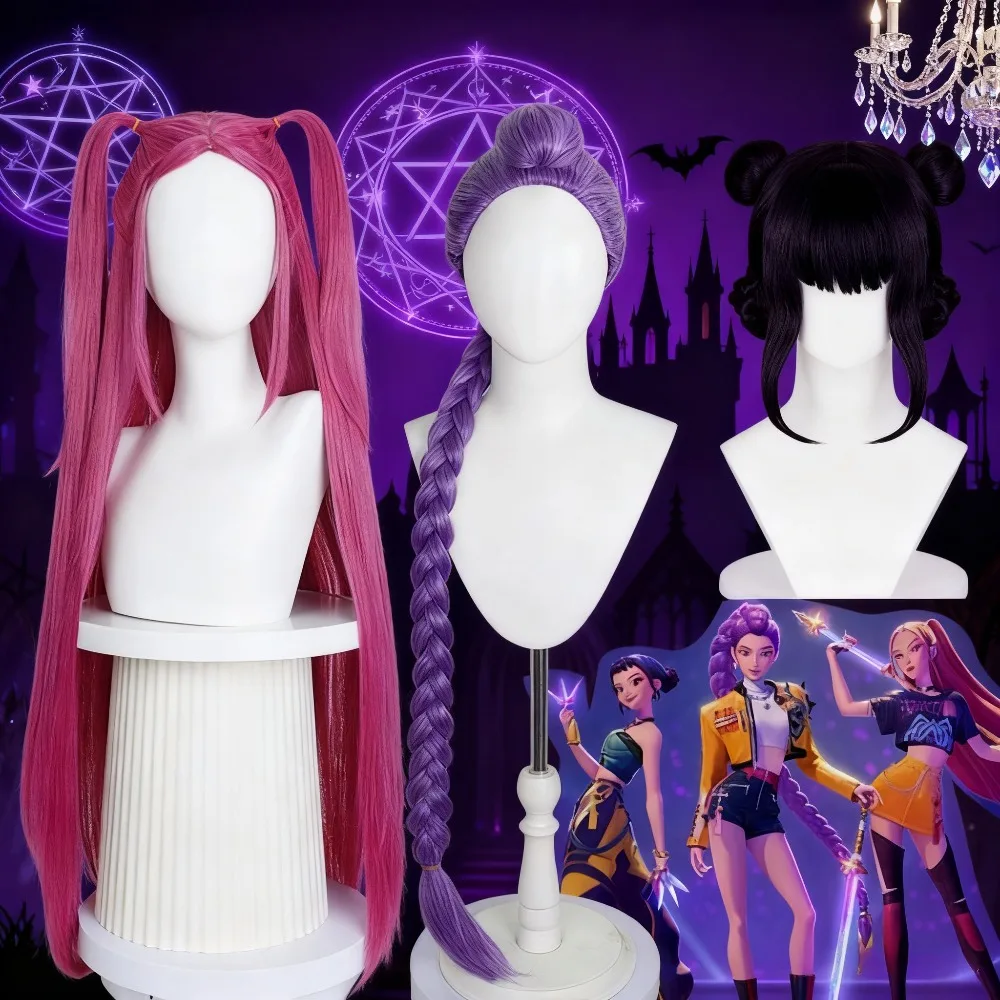 Demon slayer anime cos peruca mila zoe rumi estilo fibra de alta temperatura cabelo sintético para adultos festa traje