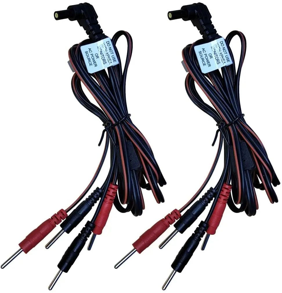 2pcs 4 in 1 Pin Type Electrode Lead Wires Cable for TENS/EMS/IF 2mm pin Cable connectors & 4pcs Tens Lead Wire Adapters