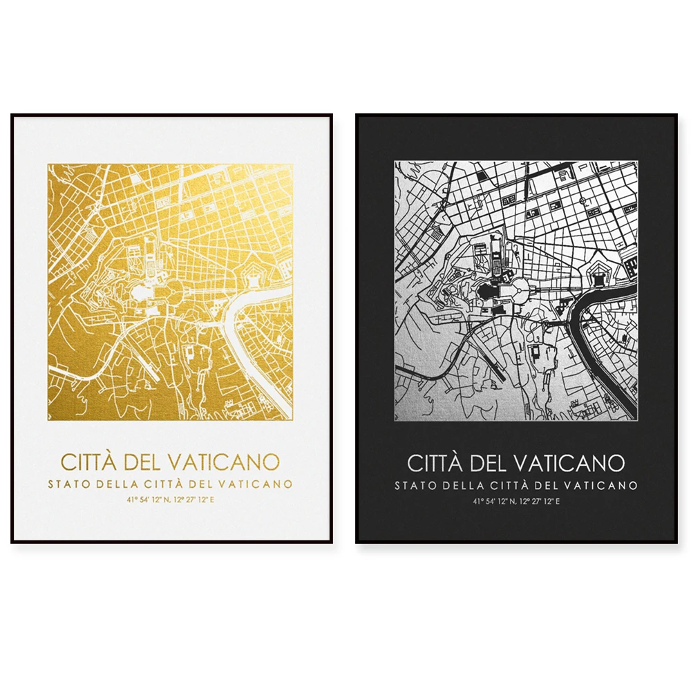 Vatican printing square city map wall art canvas poster gift creative travel home office decoration