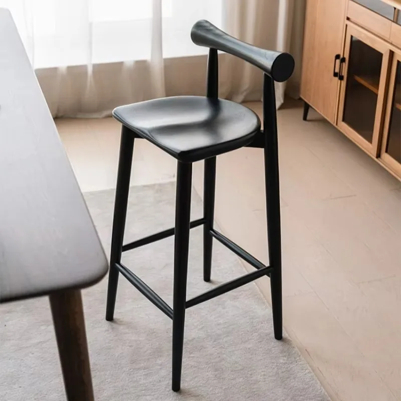 

Black Wooden Island Bar Stools Back High Cushions Minimalist Living Room Bar Stools Dining Modern Banqueta Home Furniture