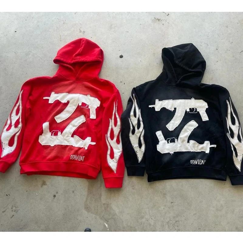 Y2K Winter Retro High Street Personalized Letter Printed Men's Hoodie Harajuku Gothic Punk Men's and Women's Sportswear Street