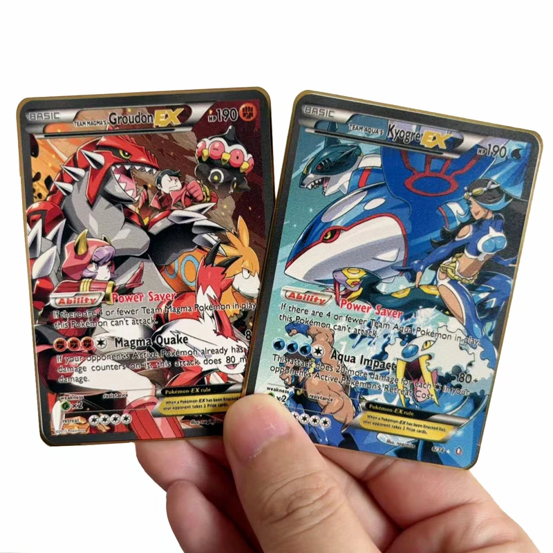 5/10Pcs wholesale DIY Pokemon Metal Cards Groudon Kyogre Rayquaza VMAX English Pokémon Stainless Steel Game Collection Card