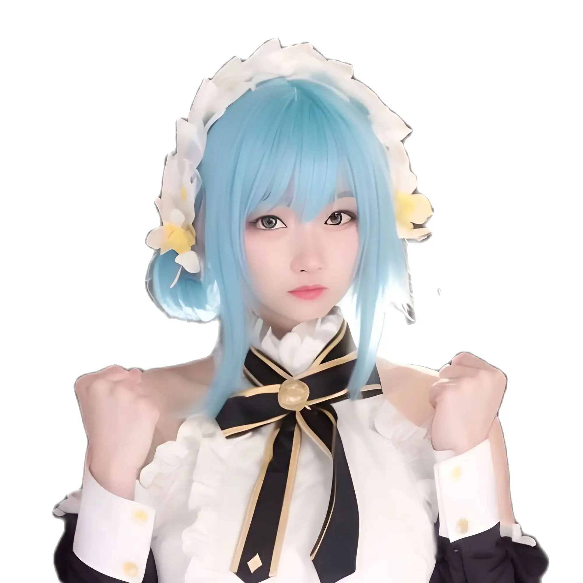 Anime Hikikomari The Vampire Villhaze Cosplay Wig light blue short hair anime cosplay Wig Game cosplay wig