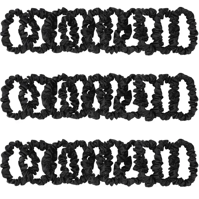 

30pcs Black Satin Hair Ties, Silk Hairbands for Women Girls Hair Accessories Gifts, Value Packaging, High Quality Material