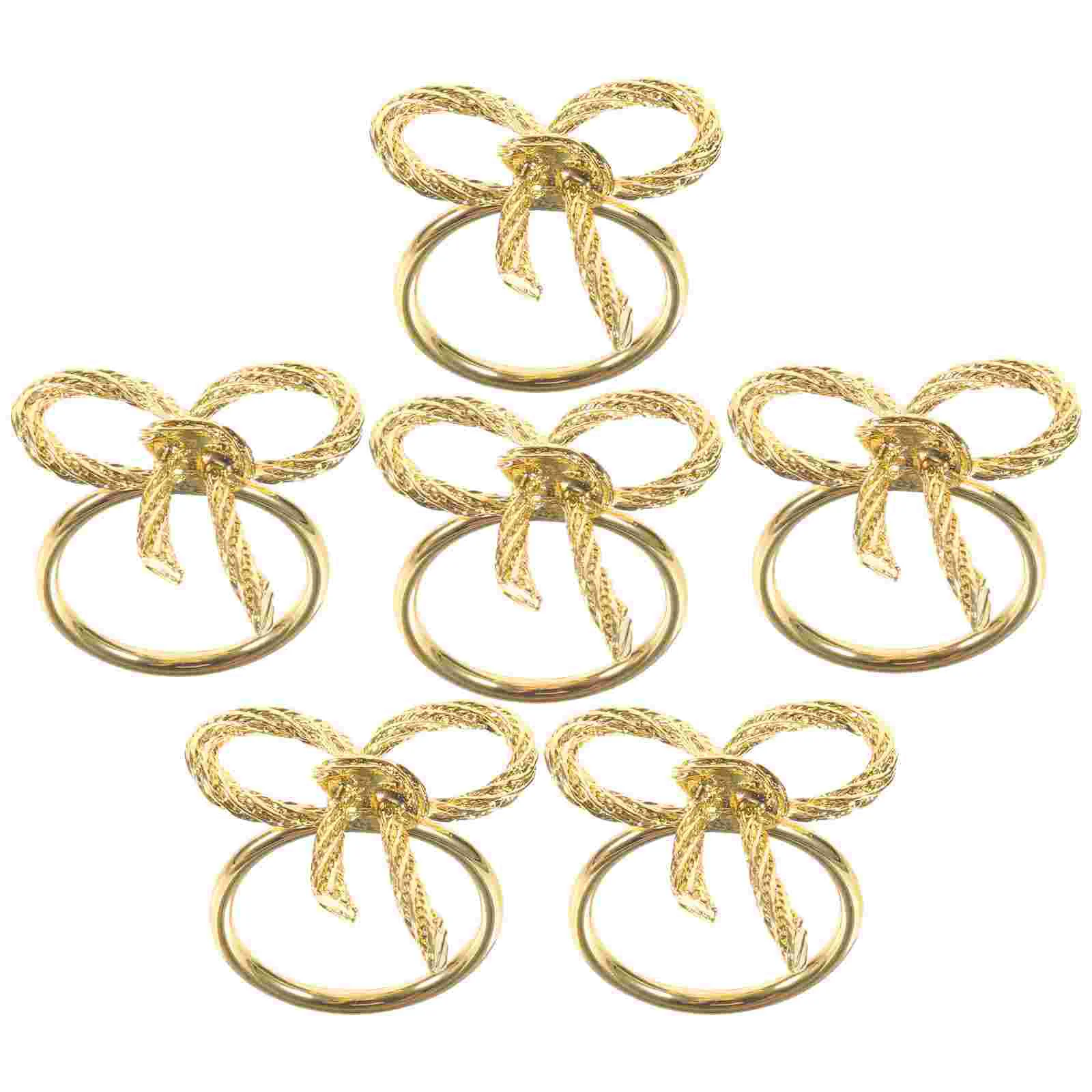 6 Pcs Gold Napkin Ring Bow Holder Christmas Dinner Supplies Rings Halloween Decorative Decorations Party Set Buckle