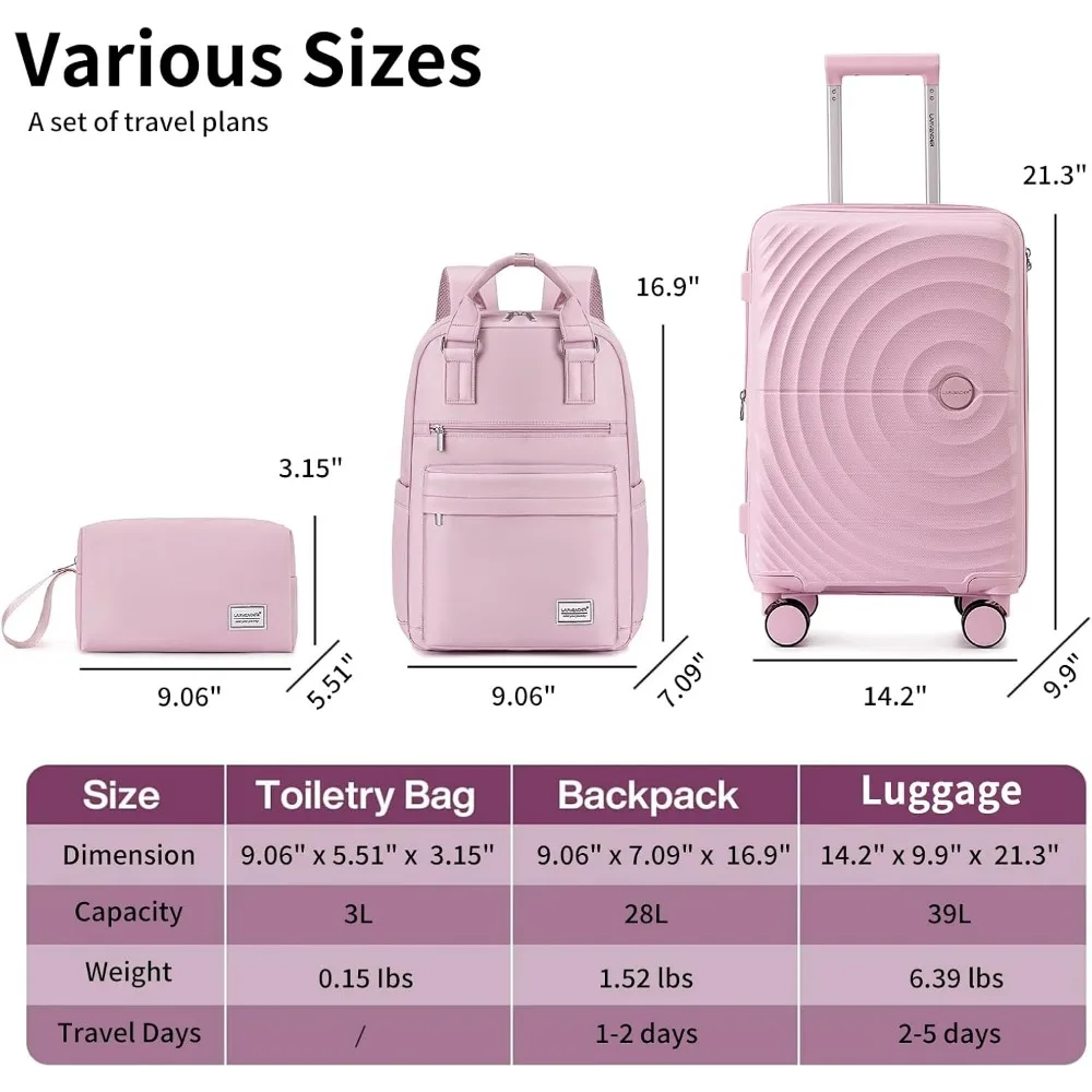 Maleta de mano liviana expandible de 20 pulgadas con ruedas, aprobada por aerolínea, 22x14x9, equipaje de viaje S