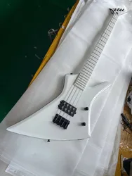 4 Strings White Body Electric Bass Guitar with Maple Neck,Black Hardware,Provide customized services