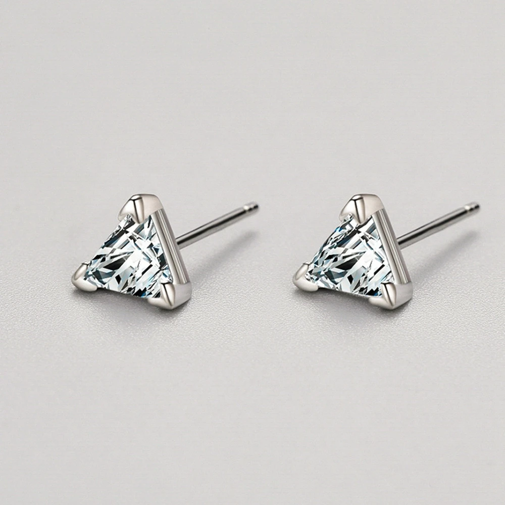 PuBang Fine Jewelry 925 Sterling Silver Trillion Cut Gem High Carbon Diamond Stud Earrings for Women Wedding Gifts Drop Shipping