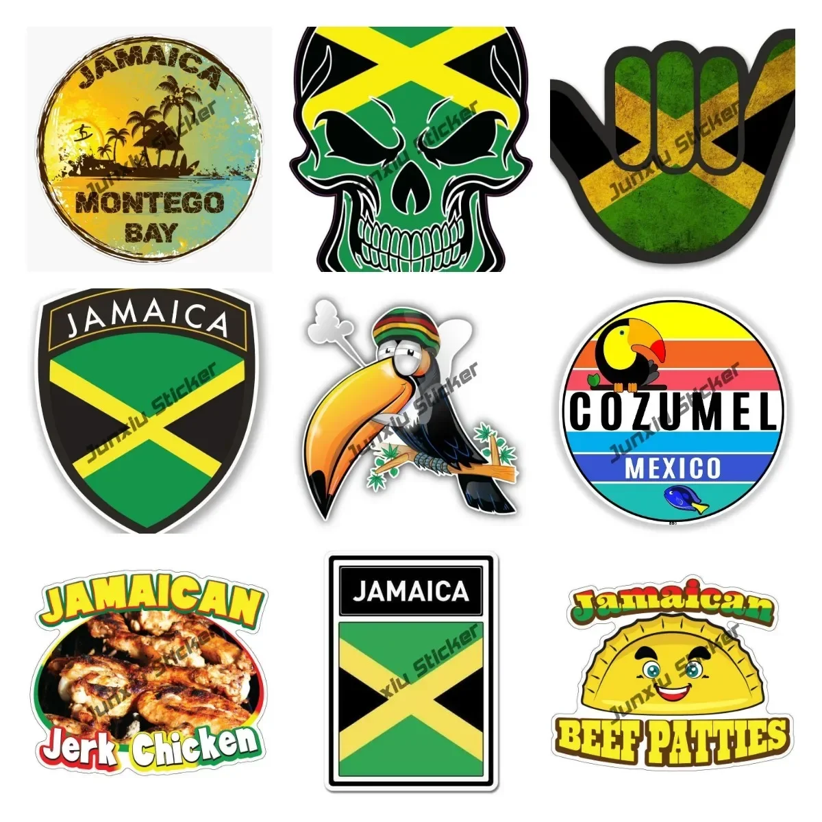 Jamaica Shield Shape Decal Jamaican Vibes Only Peace Patriotism Personality Custom Exterior Accessories Waterproof Exterior