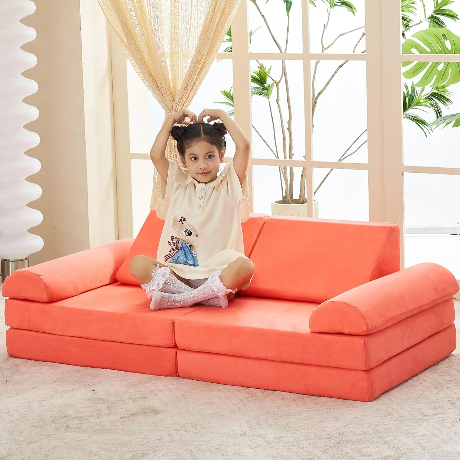 Large Kids Sofa, Kids Adult Floor Sofa Modular Furniture, Toddler Baby House Play Set, Modular Foam Indoor Outdoor Play Sofa