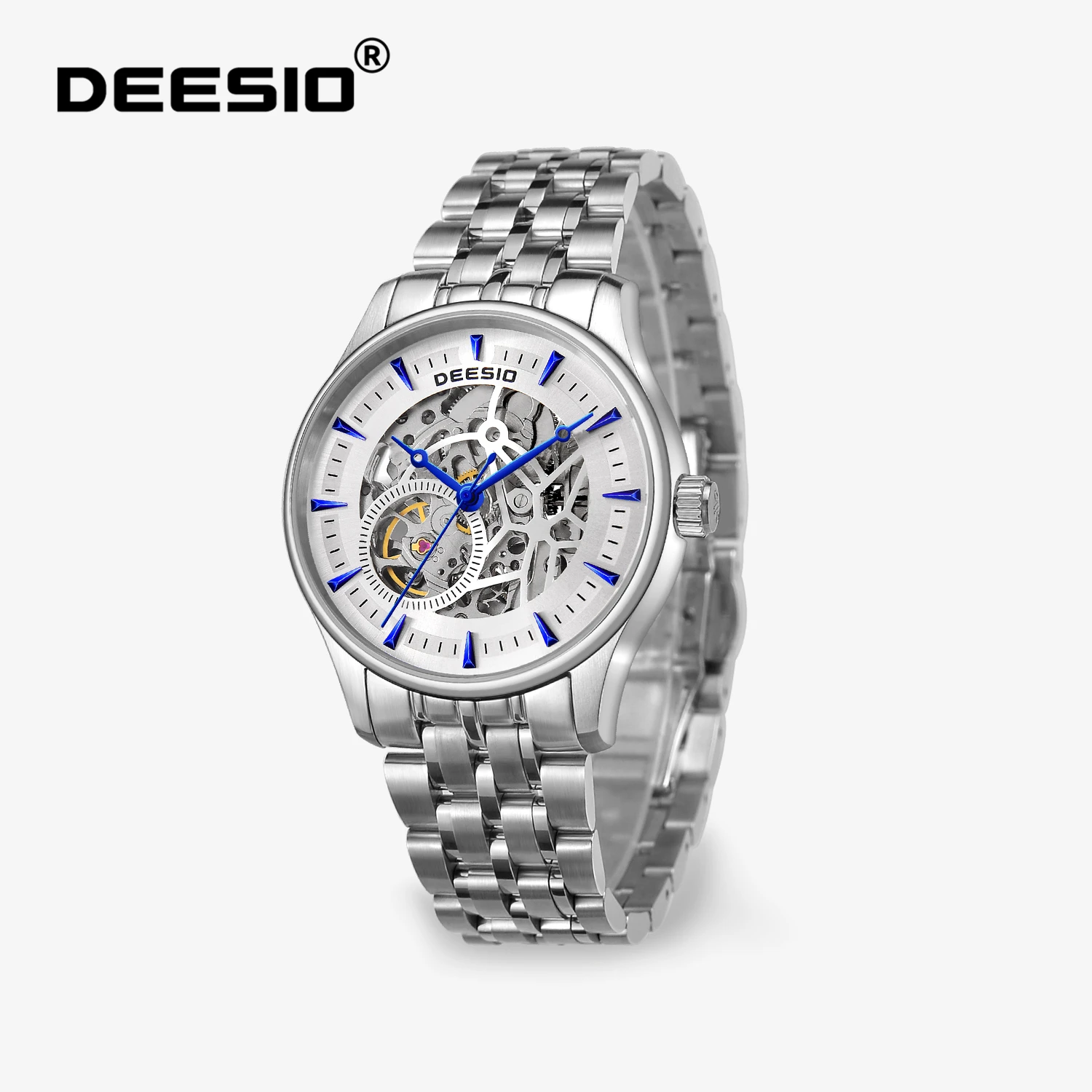 Deesio Herren Automatik-Skelettuhr 50m Wasserdicht Steampunk Vintage Design Mechanische Uhr für Business Casual Mode
