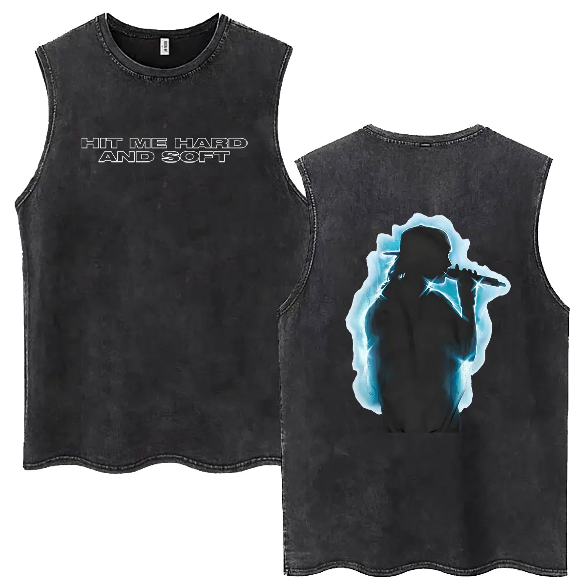 

Hit Me Hard and Soft Vintage Washed Tank Tops T-shirt Men Women Fashion Pop Music Sleeveless Vest T Shirts Unisex Y2k Streetwear