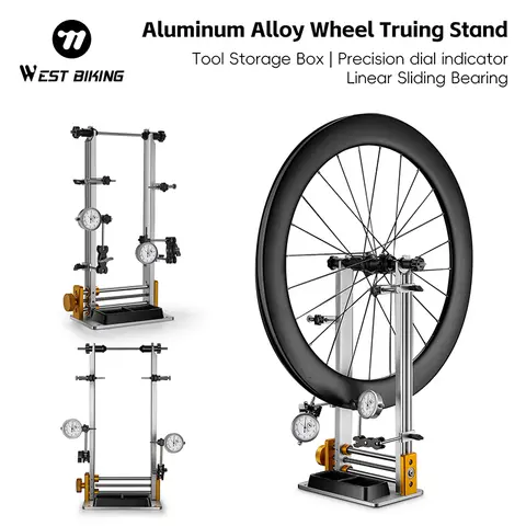WEST BIKING Bicycle Wheel Truing Stand With Dial Indicator Gauge Professional Adjustment Rims Road MTB Bike Wheel Repair Tool