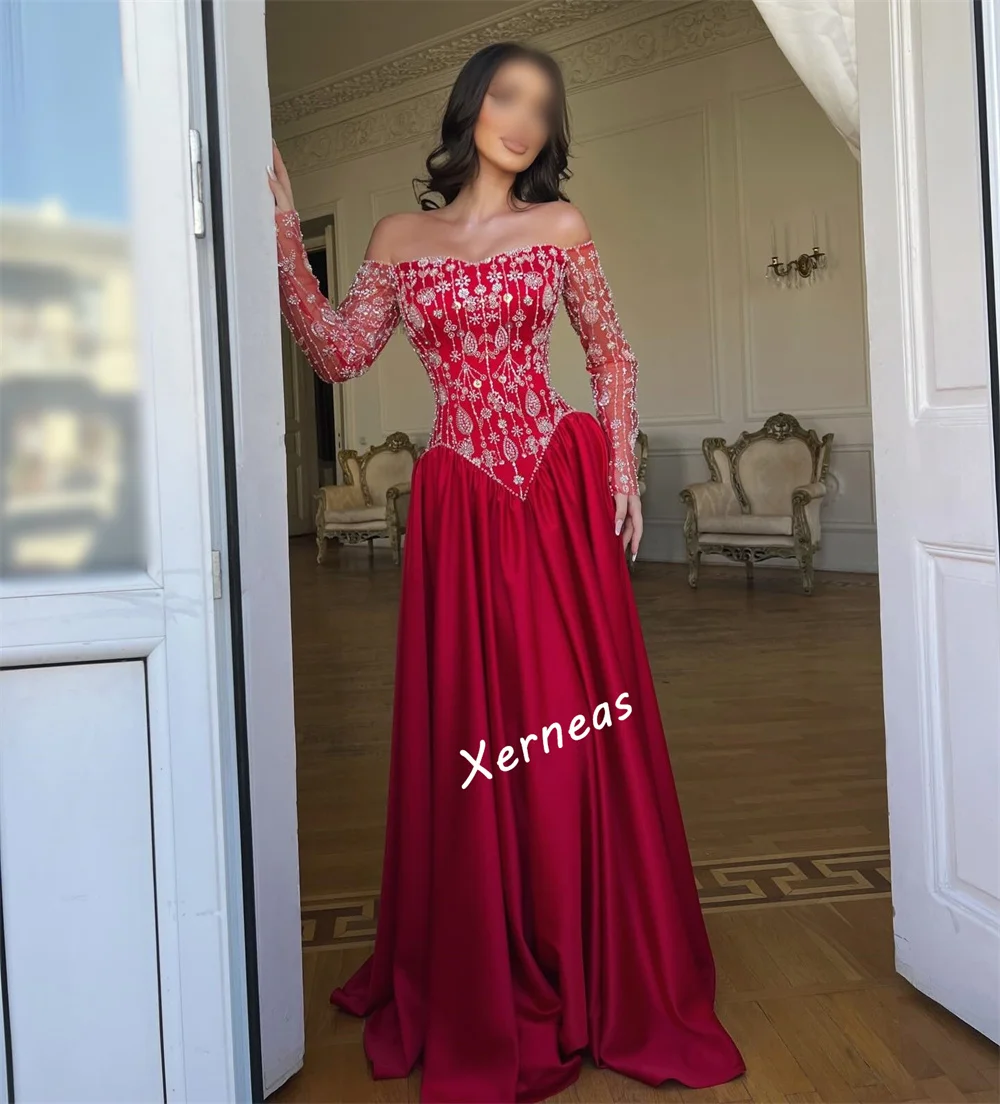 فستان سهرة فاخر مخصص للنساء متألق خارج الكتف على شكل حرف a بطول الأرض مناسبة مخصصة فساتين حفلات رائعة