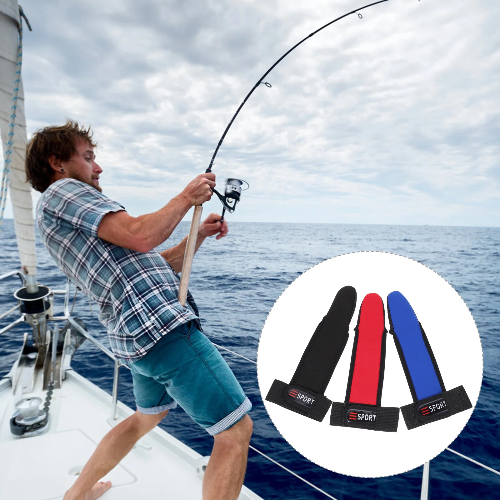 

3pcs Non-Slip Fishing Single Finger Protector For Index Cut Abrasion Resistance Adjustable Wrist Strap One Size Fits Most