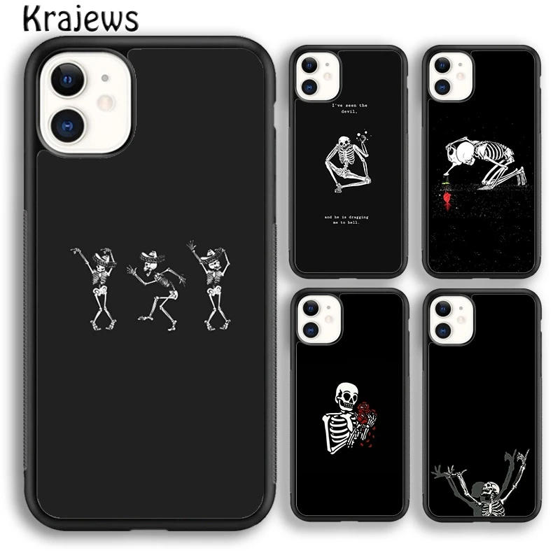 Krajews Aesthetics Skeleton Soft Phone Case Cover For iPhone 16 15 SE2020 14 6 7 8 plus 11 12 13 pro max coque Shell Fundas