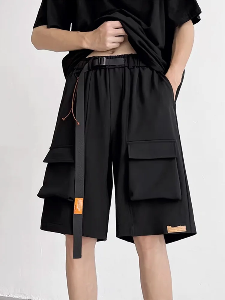 

Мужские шорты Bla Ice Silk, летние, тонкие, выше колена, в стиле рабочей одежды, повседневные, модные, универсальные, свободного кроя, с низкой талией