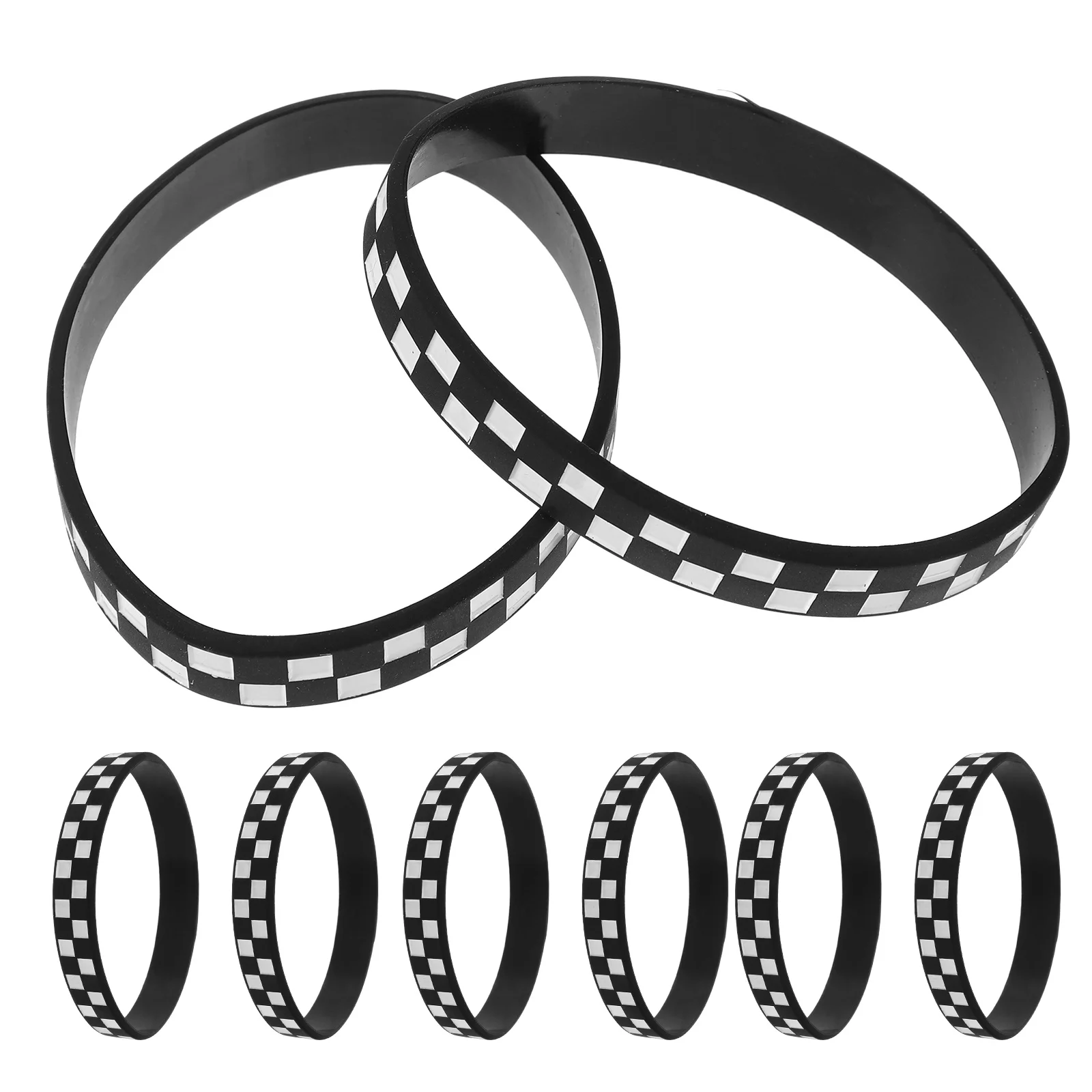 

12Pcs Racing Theme Checkered Silicone Wristbands Sports Bracelets Lightweight Fans Party Event Accessories Racing Car Wristbands