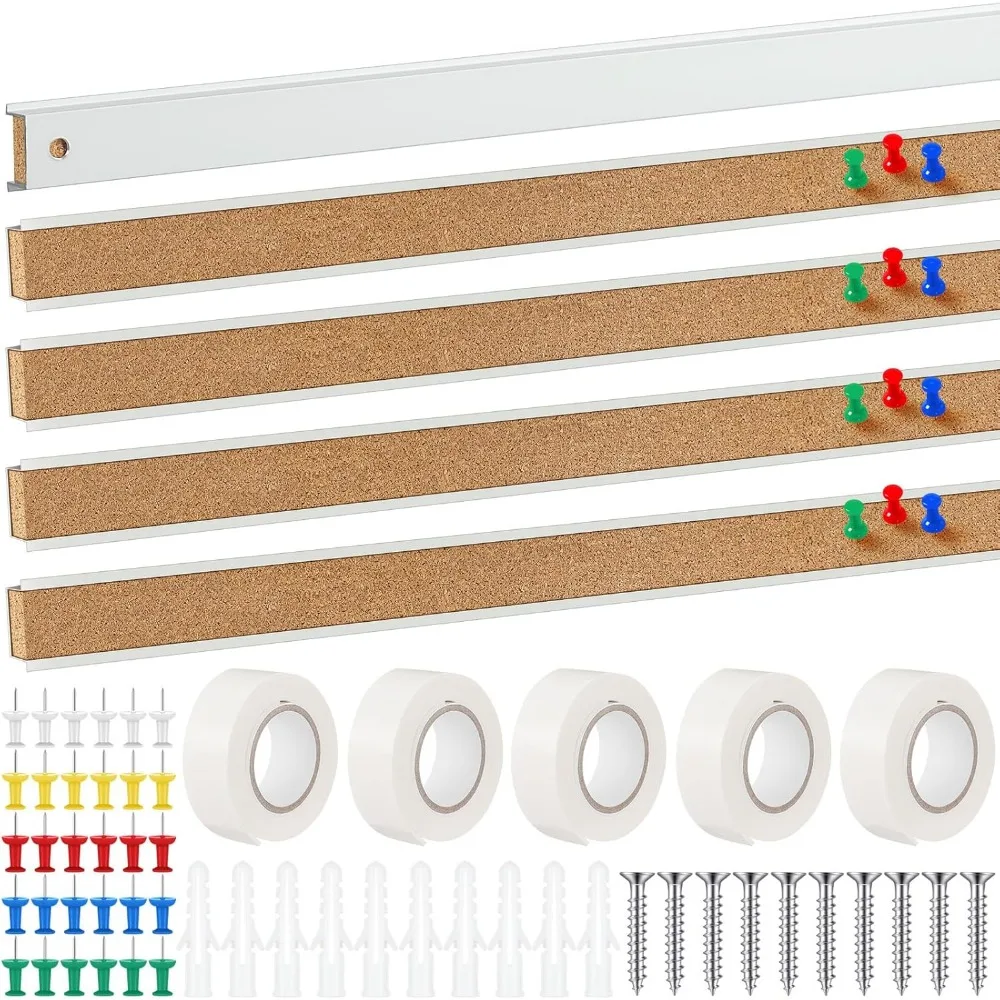 

Шт. 48x1 пробковые полоски, полоски для стен доски объявлений, алюминиевая отделка, коричневые пробковые доски с аксессуарами для пасты