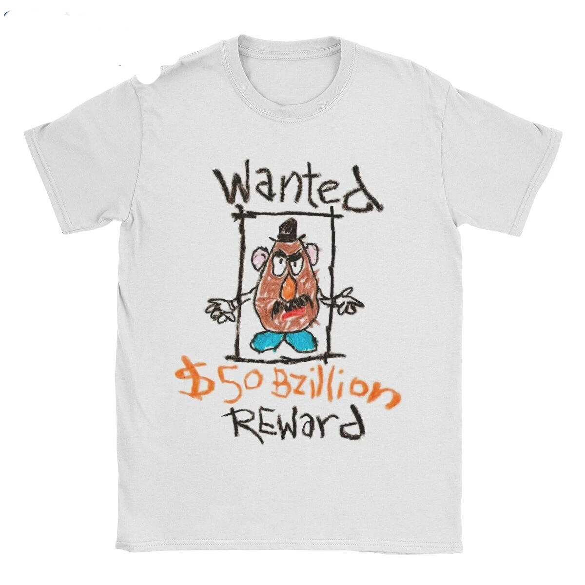  Wanted Mr Potato Toy Story Men's T Shirts Unique Tees Round Neck T-Shirts Pure Cotton Birthday Present Clothing