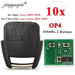 jingyuqin 10pcs OP4 Remote Control Car Key 434MHZ For Opel Astra Chevrolet Viva Vectra 2002 2003 2004 2005 2006 2007 2008 FOB 2B