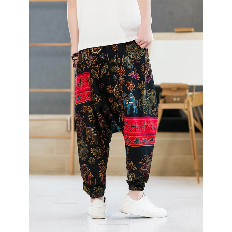 

Spring and Autumn Hip Hop Style Cotton and Hemp Casual Pants, Chinese Style Harun Pants, Tight Leg Pants for Men