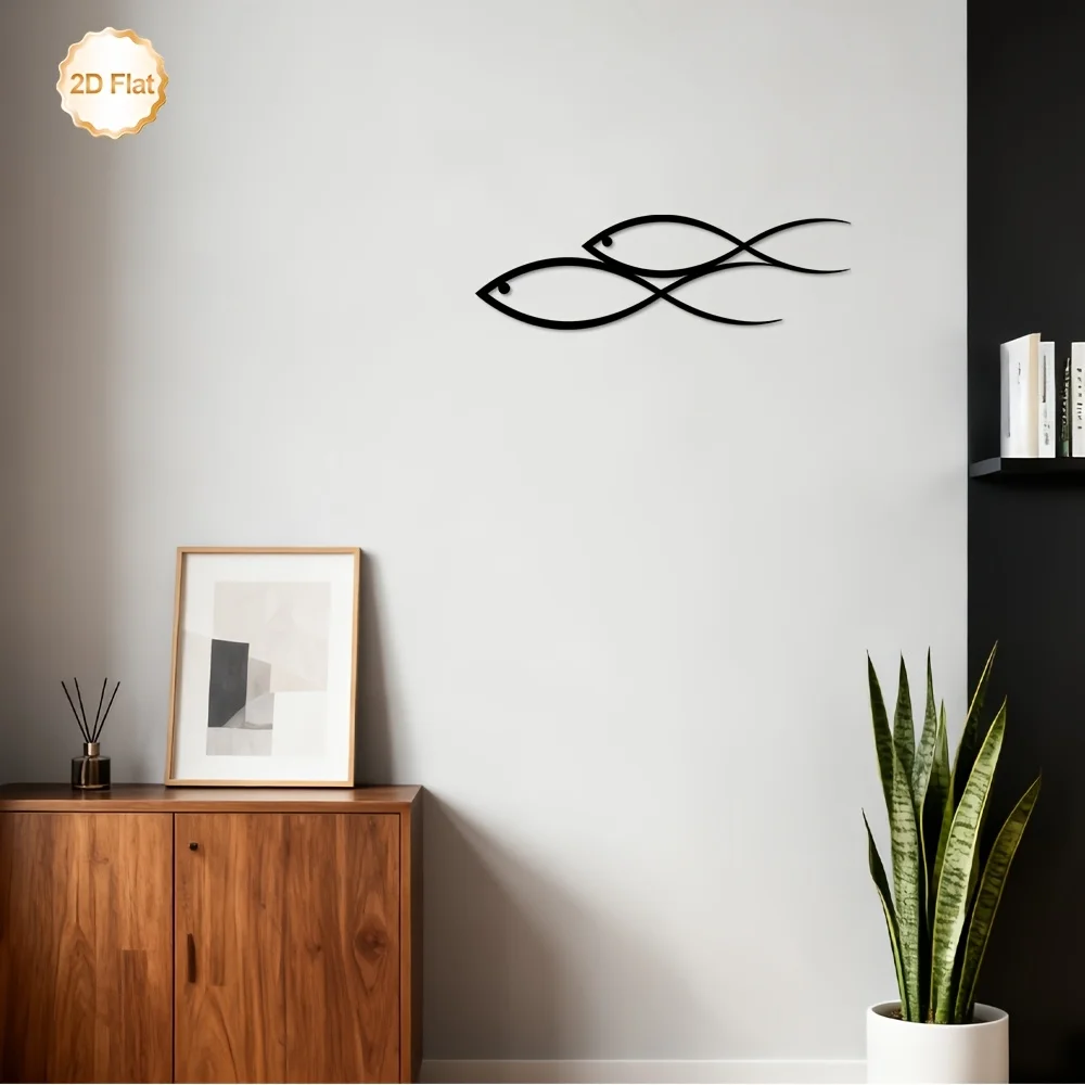 CIFBUY Metal Wall Art Intertwined Fish Iron Sculpture Indoor Outdoor Home Decor for Living Room Bedroom Kitchen Entryway