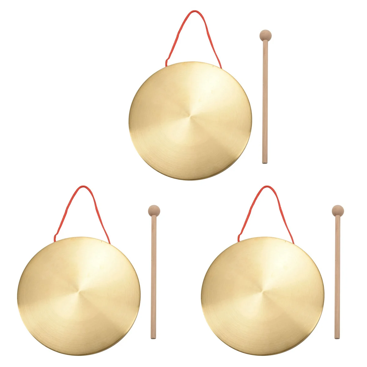 

3pcs 22cm Hand Gong Brass Copper Chapel Opera Percussion with Round Play Hammer-ABJQ
